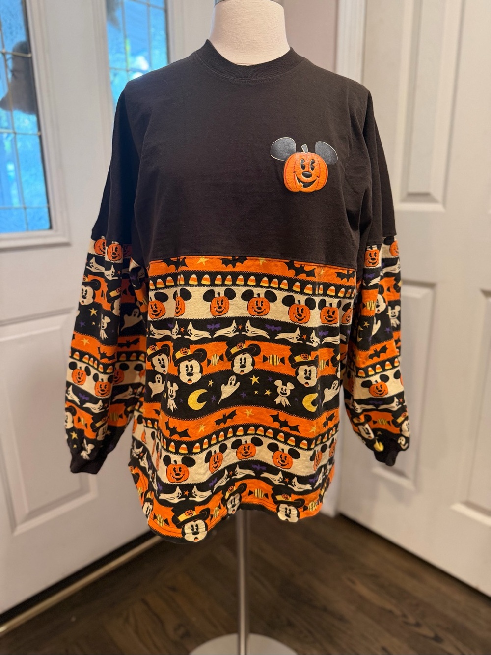 Disney Black & Orange Halloween Mickey Pumpkin Long Sleeve jersey